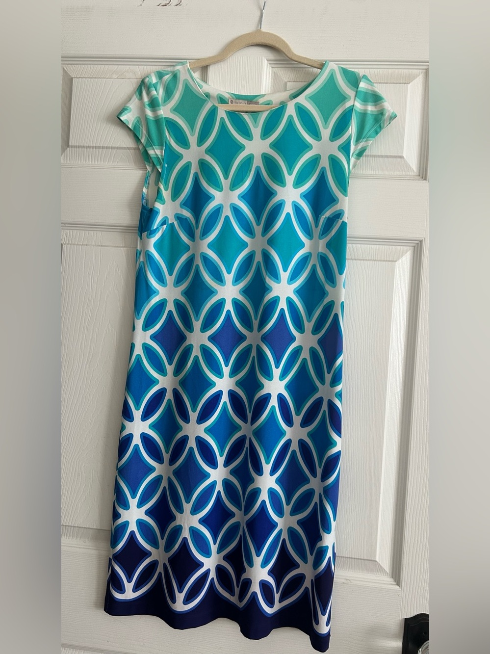 Signature Teal & Aqua Wave Print Dress